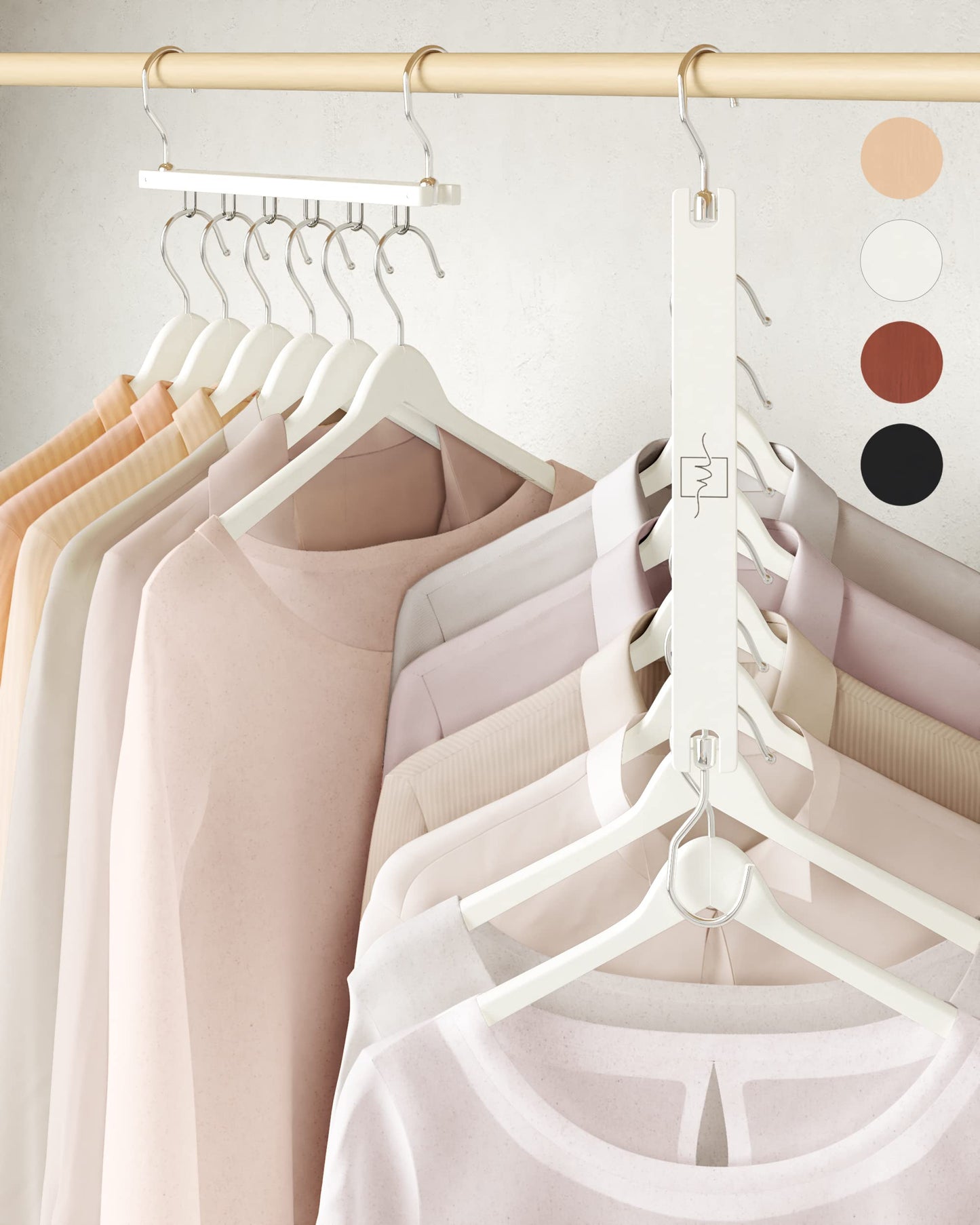 Space Saving Multi Tier Wooden Clothes Hanger Closet Organizer Swivel Hook Collapsible Shirt Storage Rack