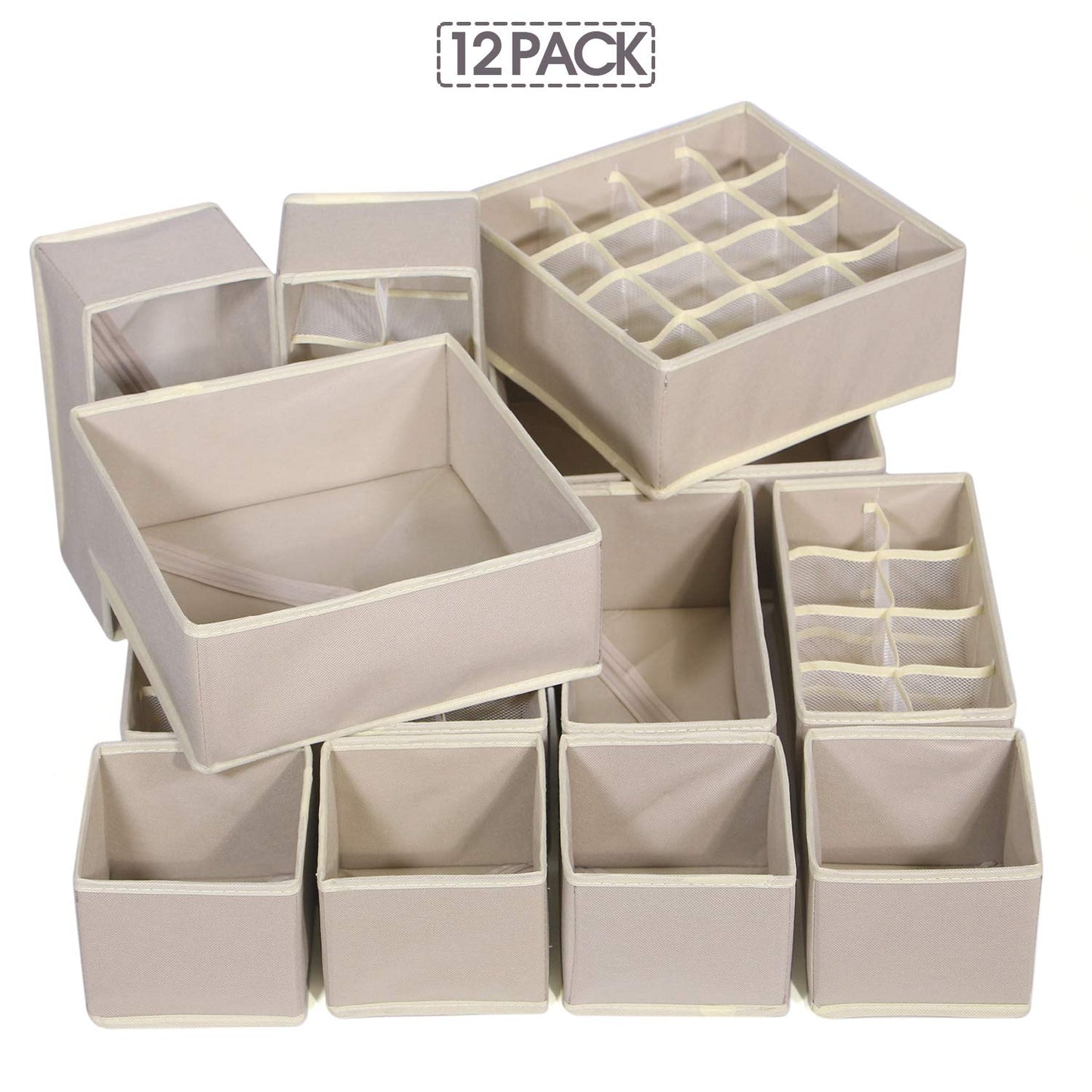 Foldable Drawer Organizer Clothes Storage Bins Fabric Closet Storage Boxes Set of 12