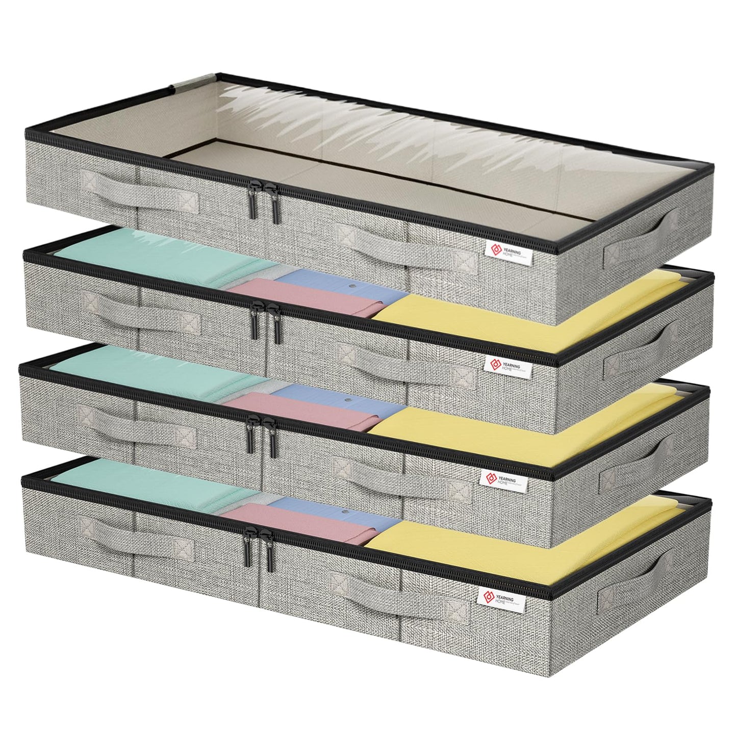 Under Bed Storage Containers Low Profile Clothes Blanket Pillow Shoes Storage Organizer with Lids 2 Pack