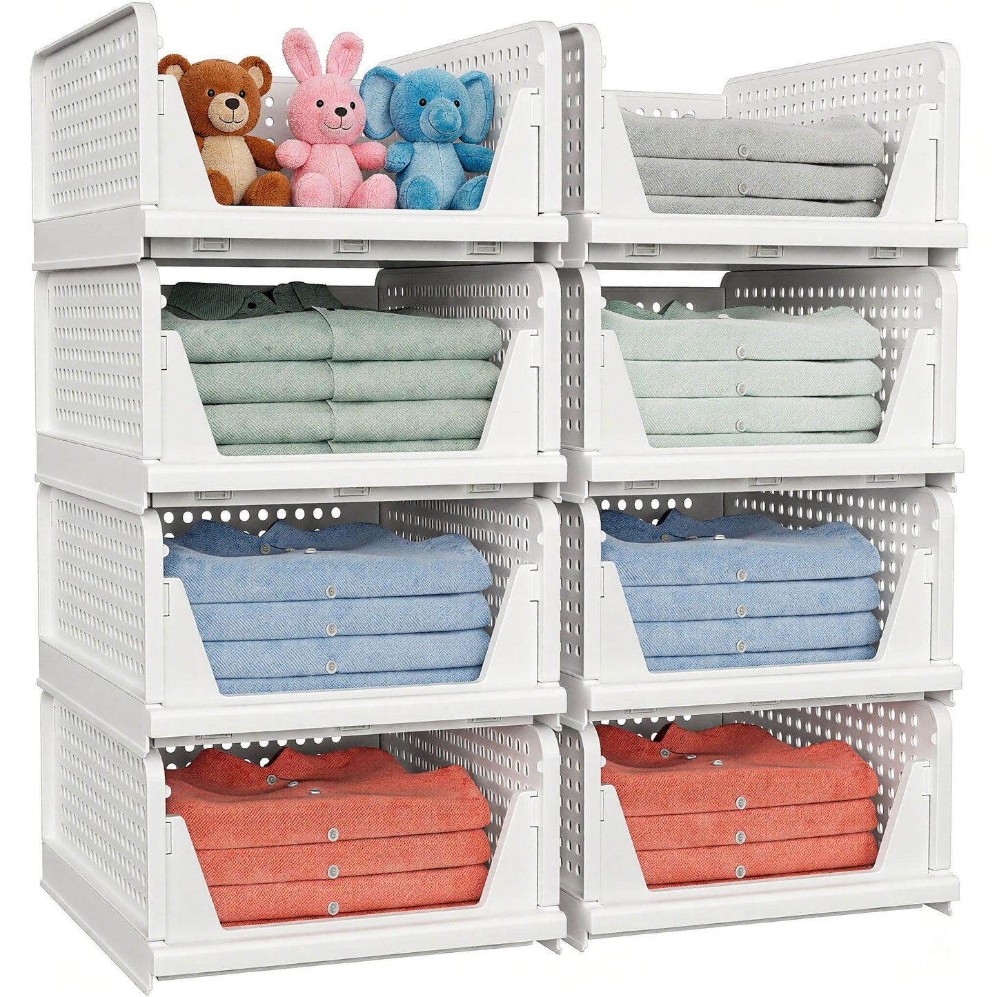 caktraie 5 Pack Stackable Closet Storage Basket - Stackable Storage Bins