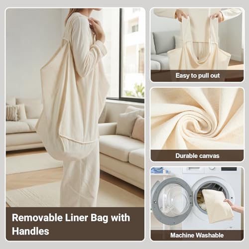 Rolling Laundry Hamper with Wheels Removable Liner Bag Laundry Sorter Clothes Hamper Cart Bedroom Bathroom Dorm Storage Organizer