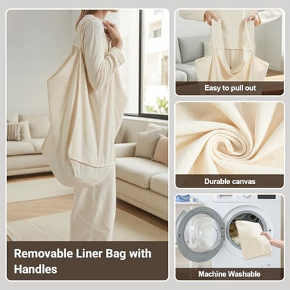 Rolling Laundry Hamper with Wheels Removable Liner Bag Laundry Sorter Clothes Hamper Cart Bedroom Bathroom Dorm Storage Organizer