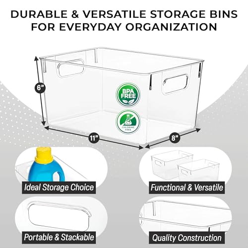 Clear Plastic Storage Bins Pantry Organizer Storage Containers Kitchen Cabinet Organization Multi Use Stackable Bins