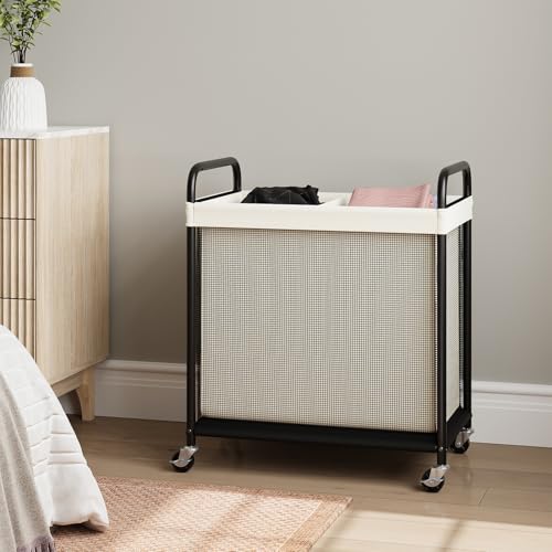Rolling Laundry Hamper with Wheels Removable Liner Bag Laundry Sorter Clothes Hamper Cart Bedroom Bathroom Dorm Storage Organizer