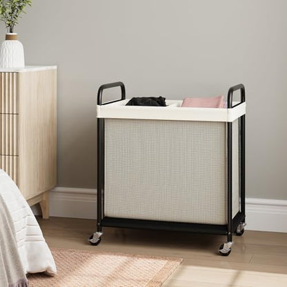 Rolling Laundry Hamper with Wheels Removable Liner Bag Laundry Sorter Clothes Hamper Cart Bedroom Bathroom Dorm Storage Organizer