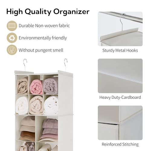 Hanging Closet Organizer 6 Shelf Storage Organizer with Drawers Side Pockets Closet Storage System