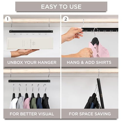 Space Saving Multi Tier Wooden Clothes Hanger Closet Organizer Swivel Hook Collapsible Shirt Storage Rack