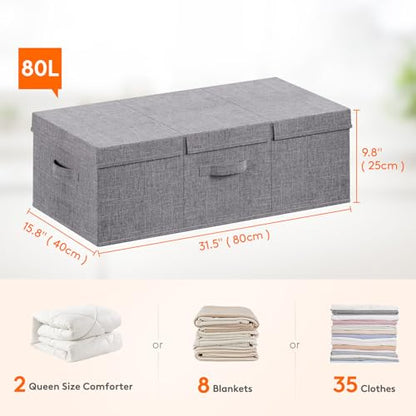 Under Bed Storage Containers Clothes Shoes Blankets Storage Organizer Drawer Bin with Lids