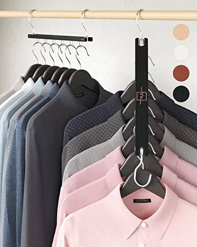 Space Saving Multi Tier Wooden Clothes Hanger Closet Organizer Swivel Hook Collapsible Shirt Storage Rack