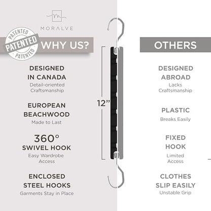 Space Saving Multi Tier Wooden Clothes Hanger Closet Organizer Swivel Hook Collapsible Shirt Storage Rack
