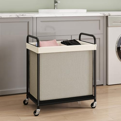 Rolling Laundry Hamper with Wheels Removable Liner Bag Laundry Sorter Clothes Hamper Cart Bedroom Bathroom Dorm Storage Organizer