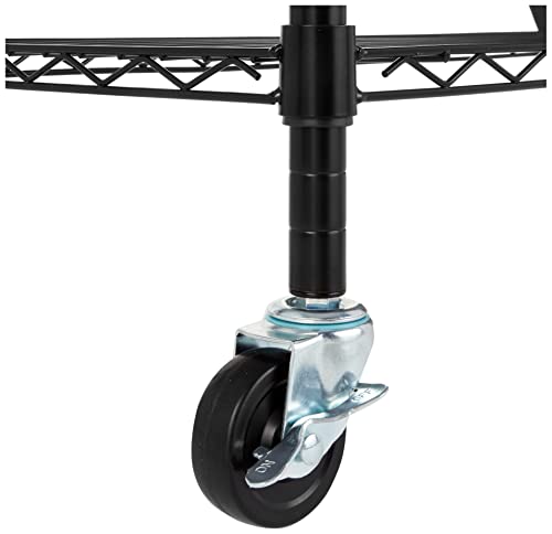 Heavy Duty Garage Shelving Rack with Wheels Metal Wire Storage Shelf Adjustable Stackable Organizer Black