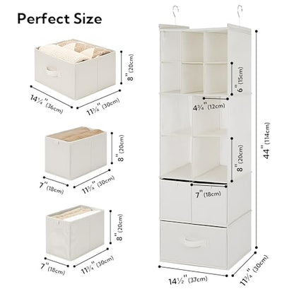 Hanging Closet Organizer 6 Shelf Storage Organizer with Drawers Side Pockets Closet Storage System