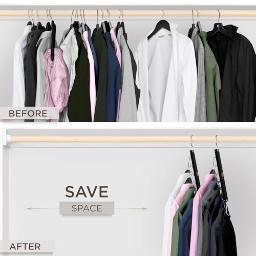 Space Saving Multi Tier Wooden Clothes Hanger Closet Organizer Swivel Hook Collapsible Shirt Storage Rack