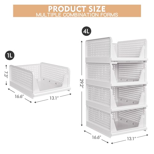 caktraie 5 Pack Stackable Closet Storage Basket - Stackable Storage Bins