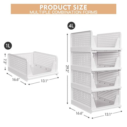 caktraie 5 Pack Stackable Closet Storage Basket - Stackable Storage Bins