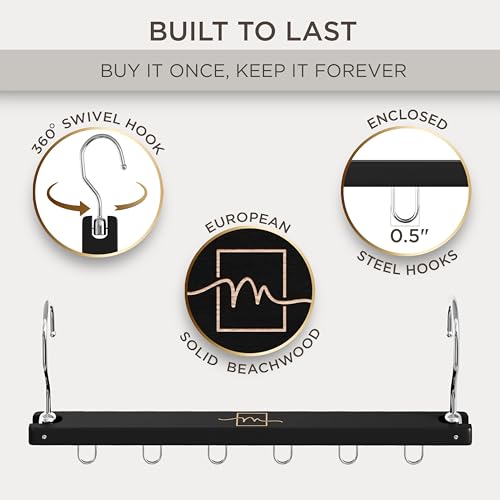 Space Saving Multi Tier Wooden Clothes Hanger Closet Organizer Swivel Hook Collapsible Shirt Storage Rack