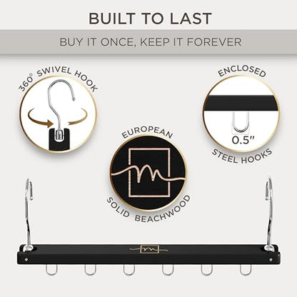Space Saving Multi Tier Wooden Clothes Hanger Closet Organizer Swivel Hook Collapsible Shirt Storage Rack