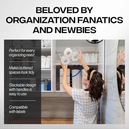 Clear Plastic Storage Bins Pantry Organizer Storage Containers Kitchen Cabinet Organization Multi Use Stackable Bins