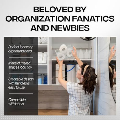 Clear Plastic Storage Bins Pantry Organizer Storage Containers Kitchen Cabinet Organization Multi Use Stackable Bins