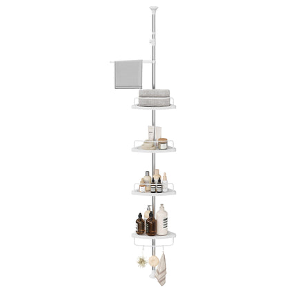 Corner Shower Caddy Tension Pole 4 Tier Rust Resistant Bathroom Shower Shelf Adjustable Organizer Drill Free Storage Rack