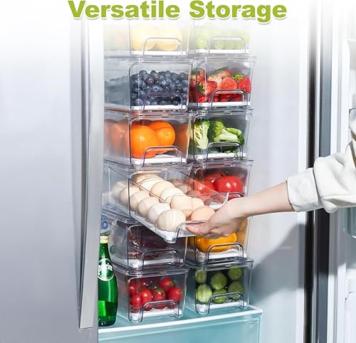Pull-Out Stackable Refrigerator Organizer Storage Bins Fridge Drawer Organizer System