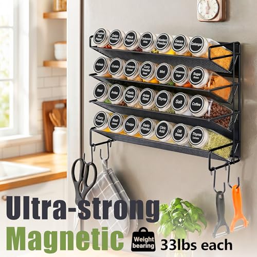 Magnetic Spice Storage Rack Organizer Fridge Kitchen Shelf