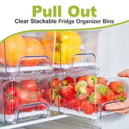 Pull-Out Stackable Refrigerator Organizer Storage Bins Fridge Drawer Organizer System