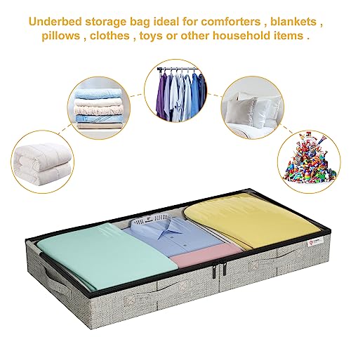Under Bed Storage Containers Low Profile Clothes Blanket Pillow Shoes Storage Organizer with Lids 2 Pack