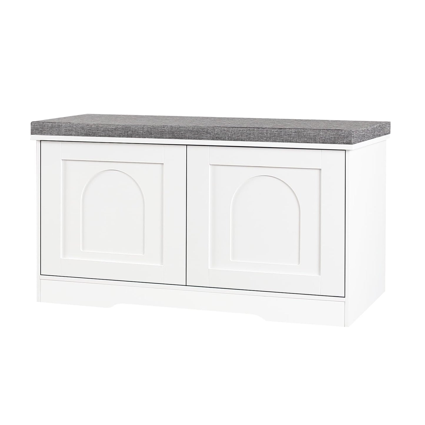 DINZI LVJ Shoe Bench, Entryway Storage Bench with Doors and Cushion,Parent