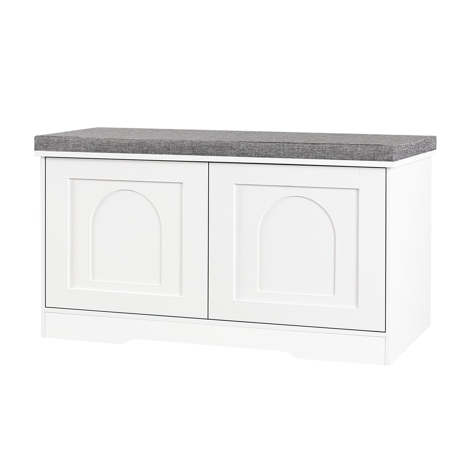 DINZI LVJ Shoe Bench, Entryway Storage Bench with Doors and Cushion,Parent