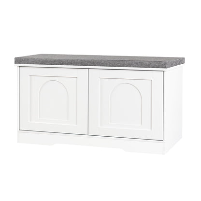 DINZI LVJ Shoe Bench, Entryway Storage Bench with Doors and Cushion,Parent