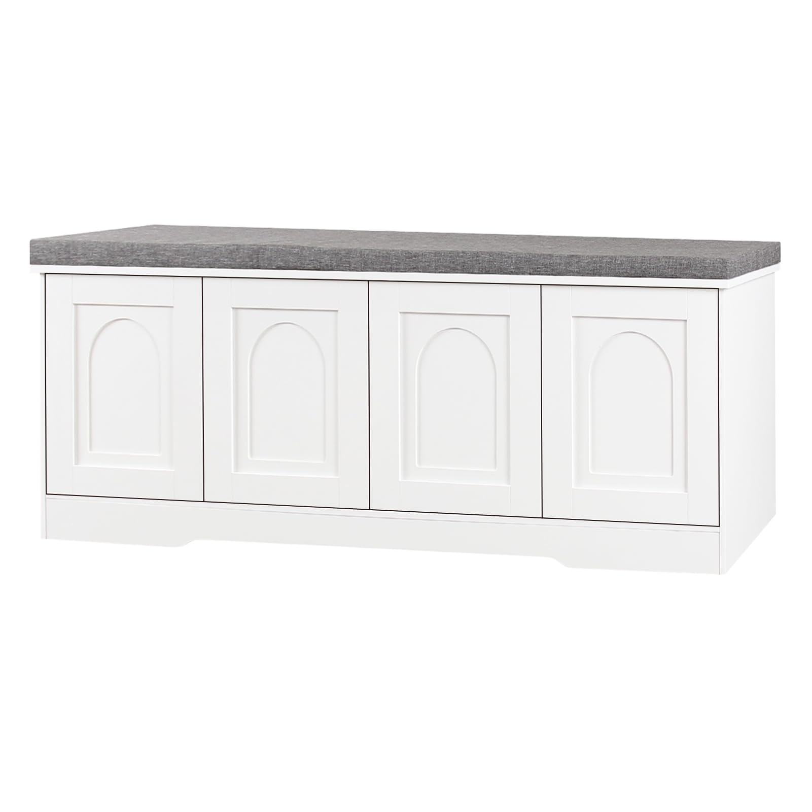 DINZI LVJ Shoe Bench, Entryway Storage Bench with Doors and Cushion,Parent