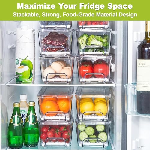Pull-Out Stackable Refrigerator Organizer Storage Bins Fridge Drawer Organizer System