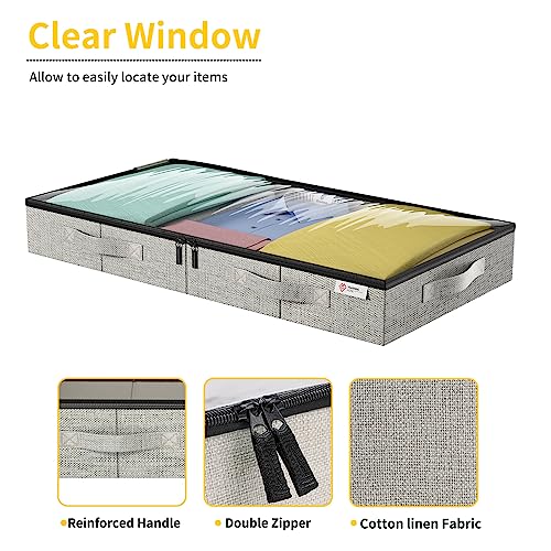 Under Bed Storage Containers Low Profile Clothes Blanket Pillow Shoes Storage Organizer with Lids 2 Pack