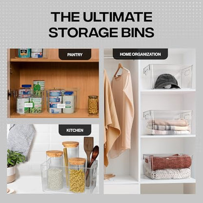 Clear Plastic Storage Bins Pantry Organizer Storage Containers Kitchen Cabinet Organization Multi Use Stackable Bins