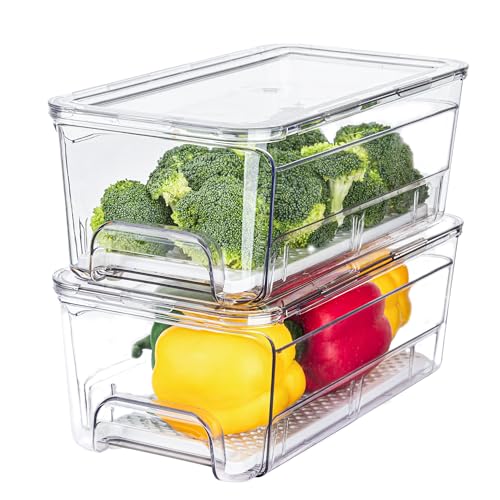 Pull-Out Stackable Refrigerator Organizer Storage Bins Fridge Drawer Organizer System