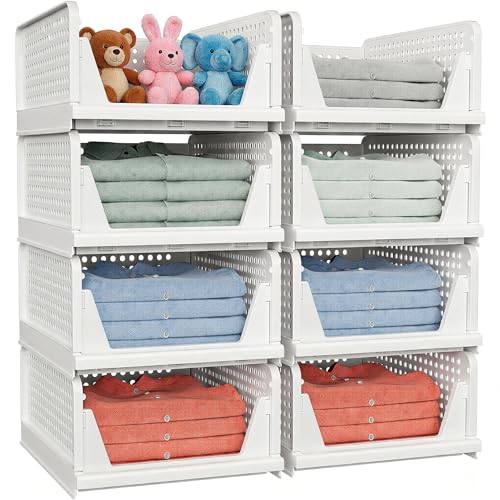 caktraie 5 Pack Stackable Closet Storage Basket - Stackable Storage Bins
