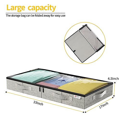Under Bed Storage Containers Low Profile Clothes Blanket Pillow Shoes Storage Organizer with Lids 2 Pack