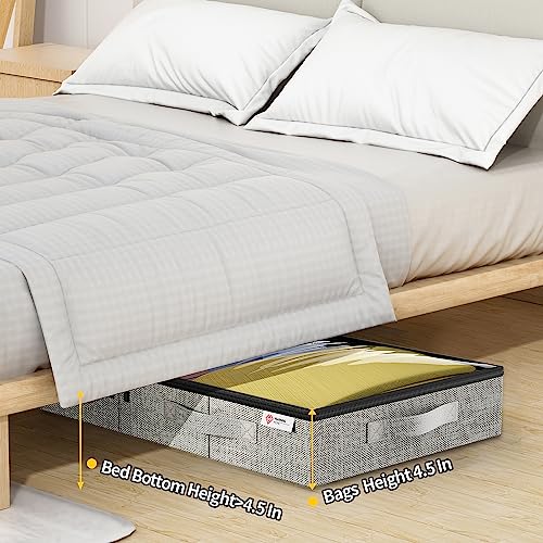 Under Bed Storage Containers Low Profile Clothes Blanket Pillow Shoes Storage Organizer with Lids 2 Pack