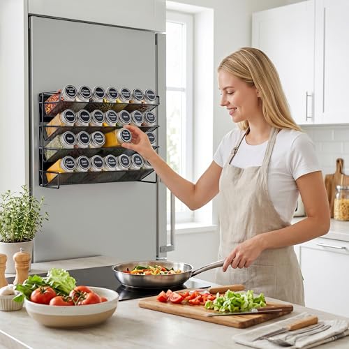 Magnetic Spice Storage Rack Organizer Fridge Kitchen Shelf