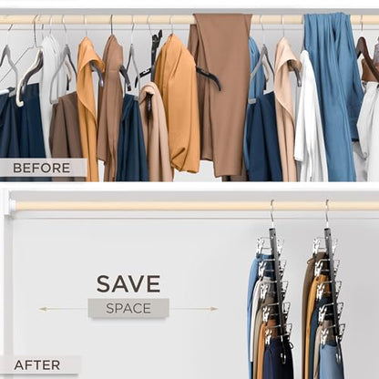 Skirt Hangers Space Saving Clips 5 Tier Wooden Pants Skirts Closet Organizer Swivel Hook
