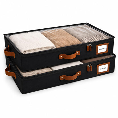 Under Bed Storage Box Drawer Organizer Large Clothes Blanket Shoes Storage Container with Lid Dark Gray