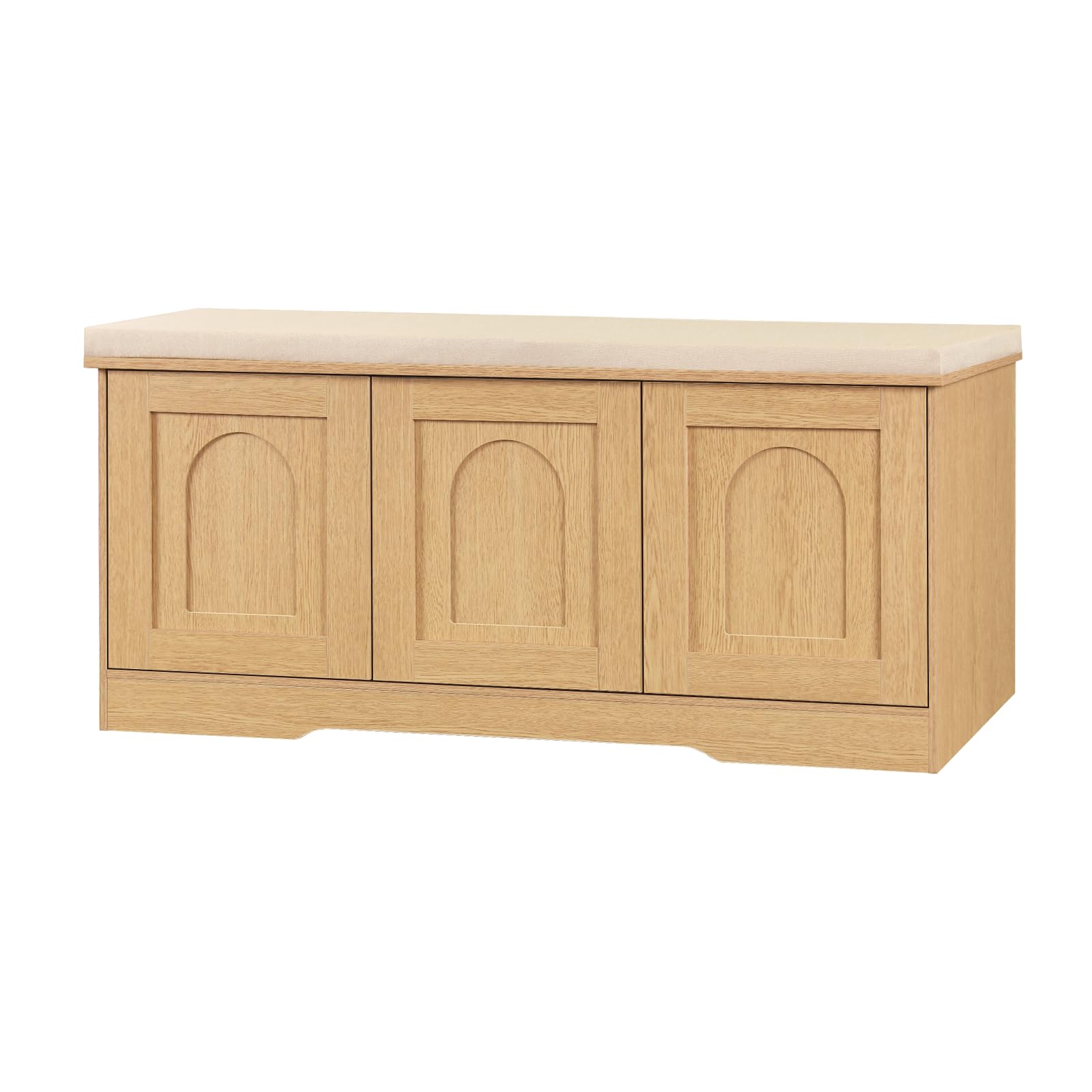 DINZI LVJ Shoe Bench, Entryway Storage Bench with Doors and Cushion,Parent