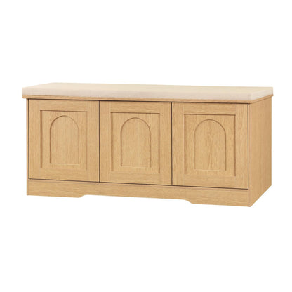 DINZI LVJ Shoe Bench, Entryway Storage Bench with Doors and Cushion,Parent