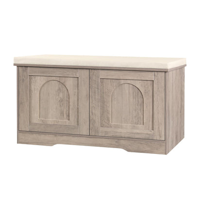 DINZI LVJ Shoe Bench, Entryway Storage Bench with Doors and Cushion,Parent