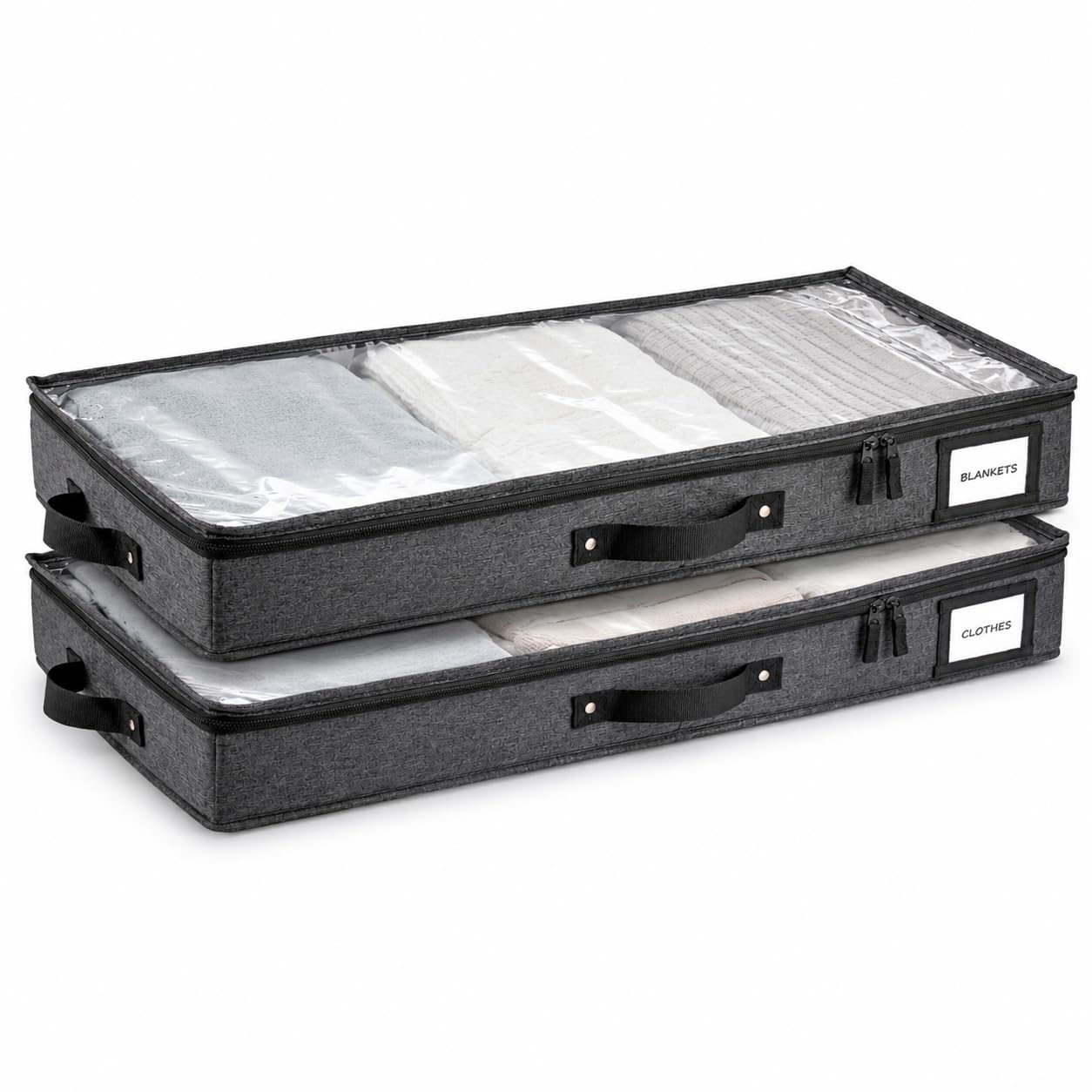 Under Bed Storage Box Drawer Organizer Large Clothes Blanket Shoes Storage Container with Lid Dark Gray