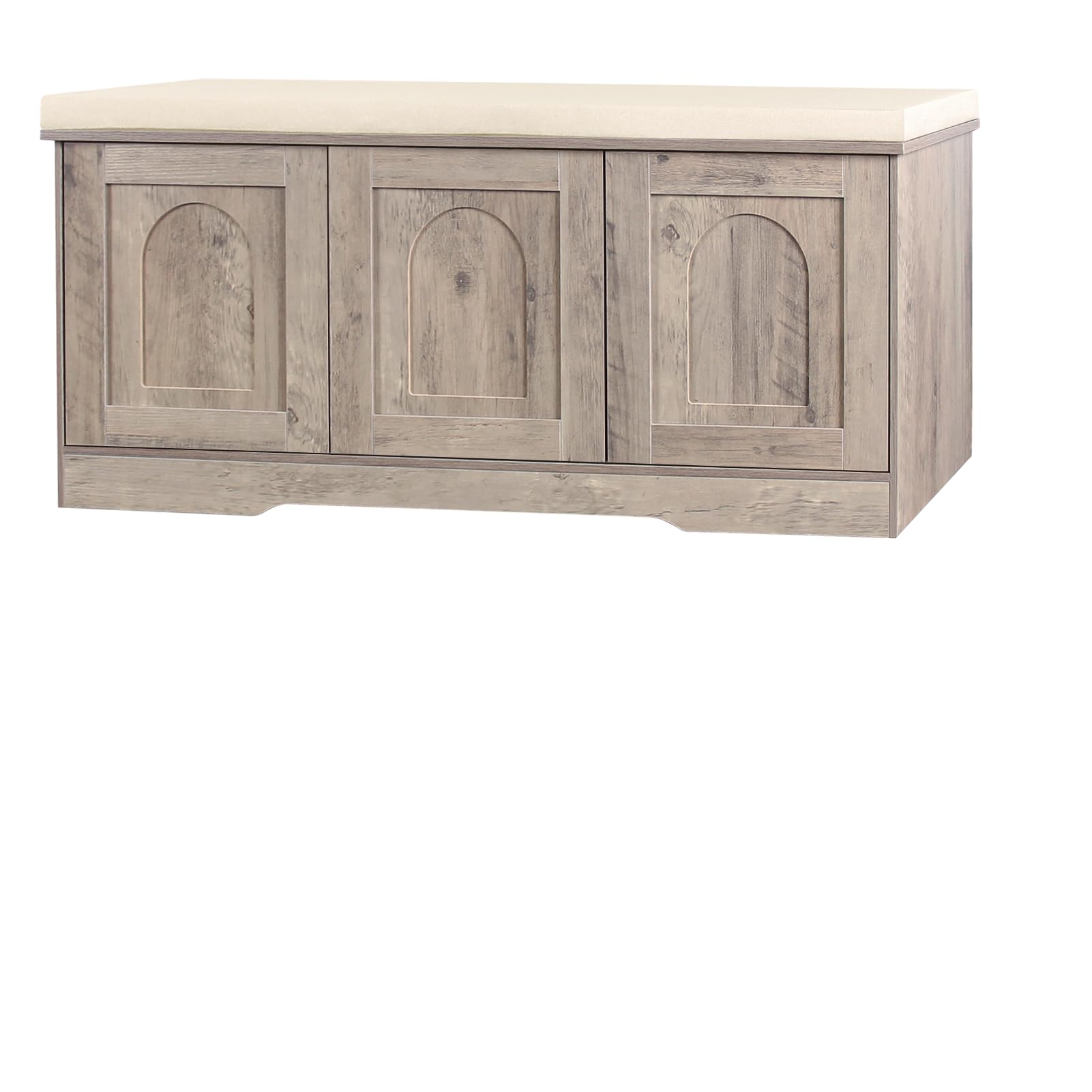 DINZI LVJ Shoe Bench, Entryway Storage Bench with Doors and Cushion,Parent