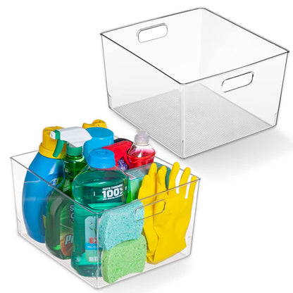 Clear Plastic Storage Bins XL 8 Pack Kitchen Pantry Fridge Organizer