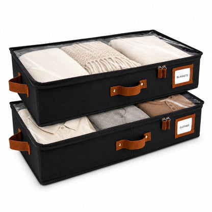 Under Bed Storage Box Drawer Organizer Large Clothes Blanket Shoes Storage Container with Lid Dark Gray